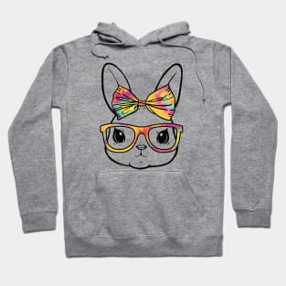 Cute Bunny Face Leopard Glasses Easter Hoodie